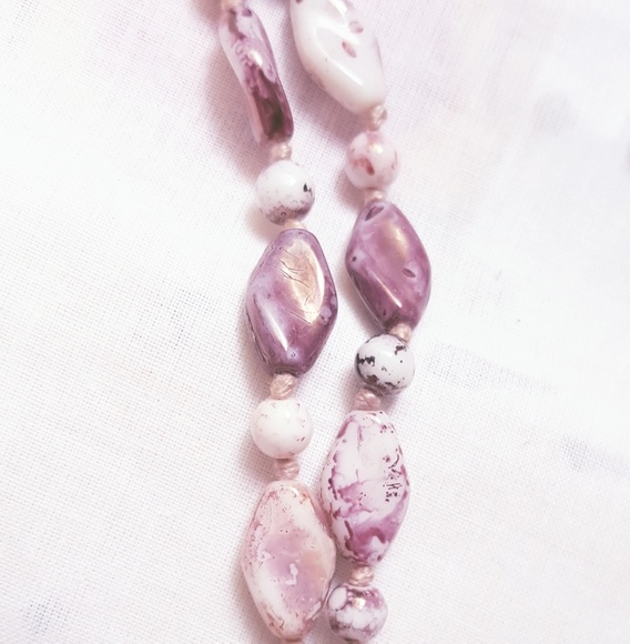 Pink 1.5" Earrings and 49" necklace pre owned - Picture 4 of 4